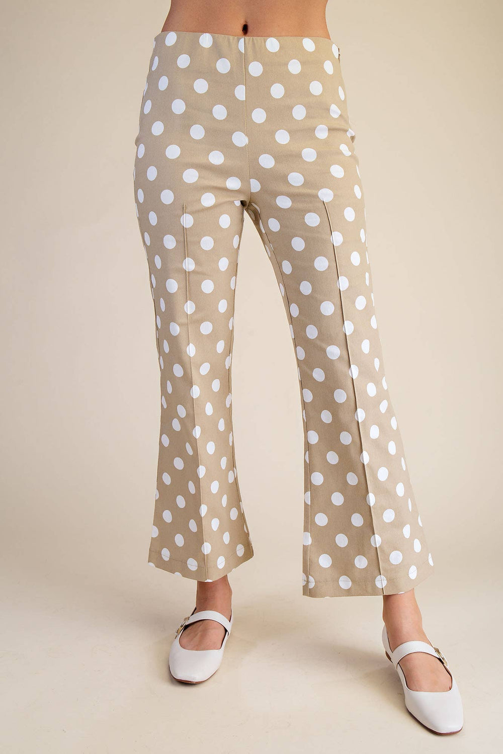 Pants - Flare Crop Dot Pants - Taupe - Cultured Cloths Apparel