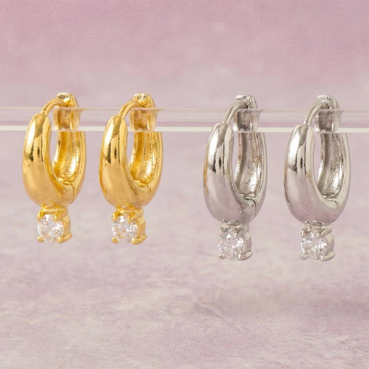 Accessories, Earrings - Gold Dipped Cz Mini Hinge Hoop Earrings - - Cultured Cloths Apparel