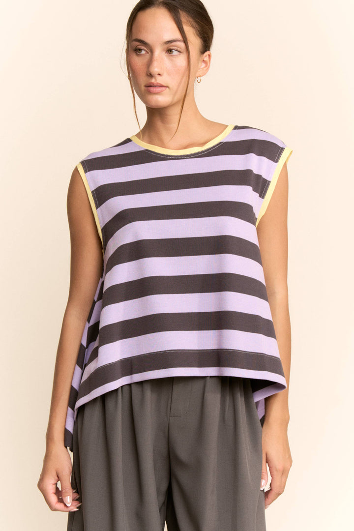 STRIPED SLEEVELESS RELAXED FIT TOP