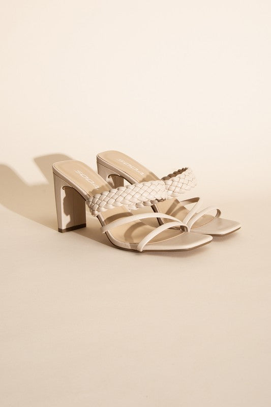 Shoes - CARMEN-S Braided Strap Sandal Heels - NUDE - Cultured Cloths Apparel