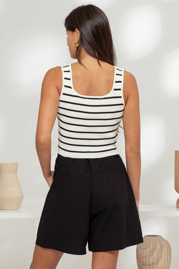 Women's Sleeveless - STRIPE SWEATER KNIT TANK TOP -  - Cultured Cloths Apparel