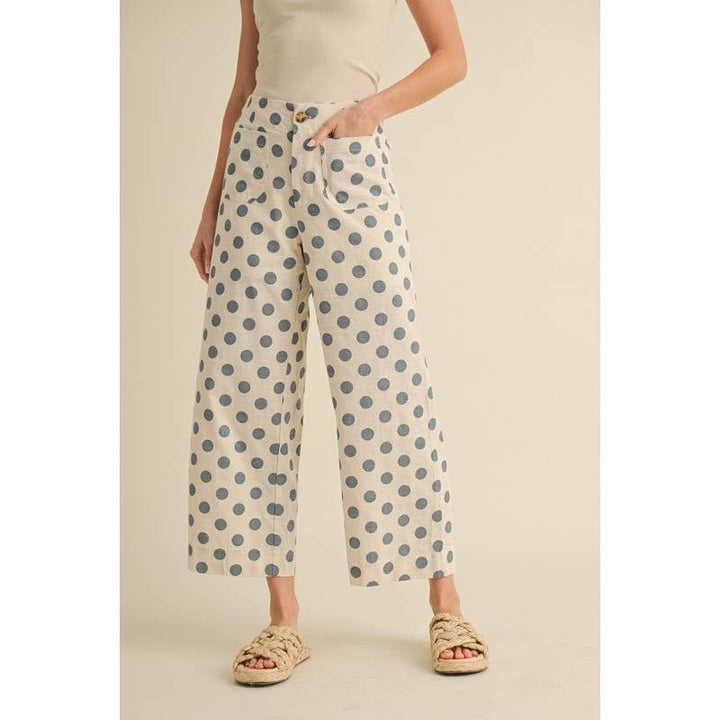 Pants - Polka dot print wide leg pants - - Cultured Cloths Apparel