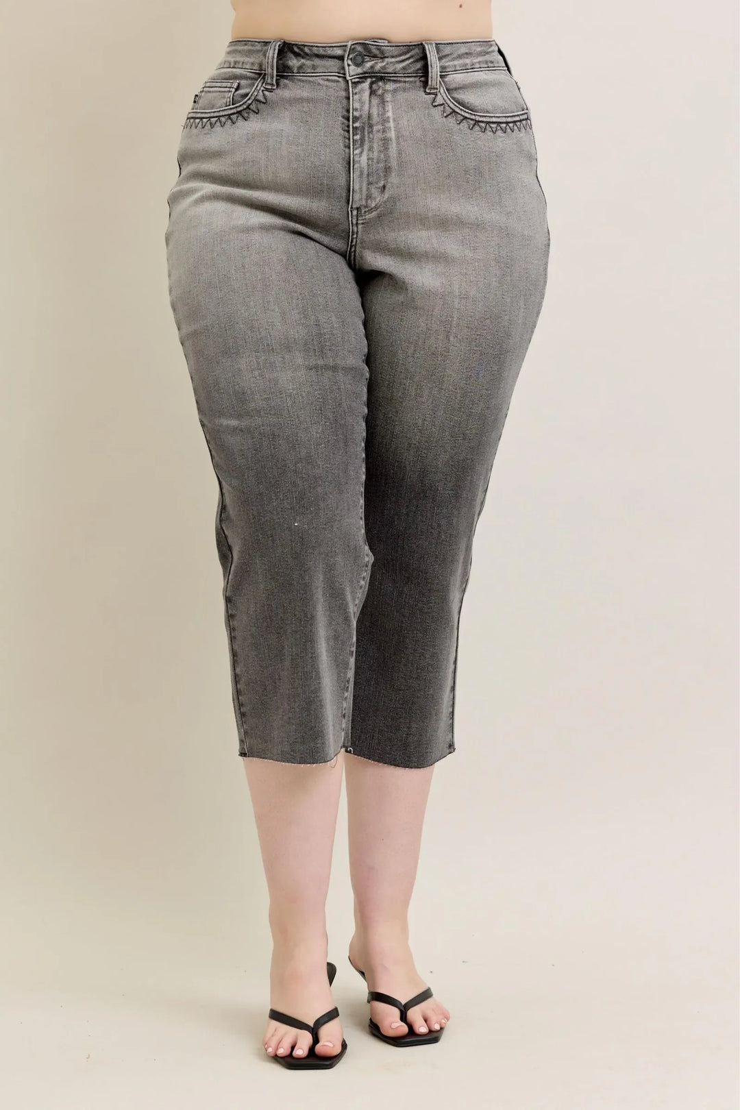 Denim - Judy Blue Full Size Wide Leg Capris Jeans Plus Size - - Cultured Cloths Apparel