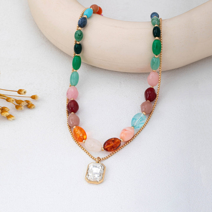 Accessories, Necklaces - Multi-Color Stone & Crystal Pendant Necklace | 80N92955 - - Cultured Cloths Apparel