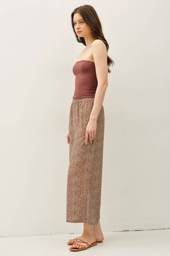 Pants - DITSY PRINTED CROP PANTS W/ ELASTIC WAISTBAND - - Cultured Cloths Apparel
