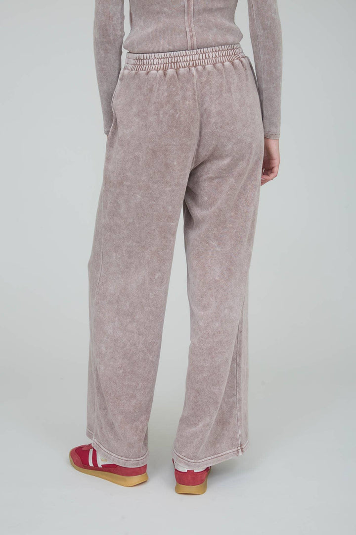 WASHED WIDE LEG DRAWSTRING LOUNGE PANTS
