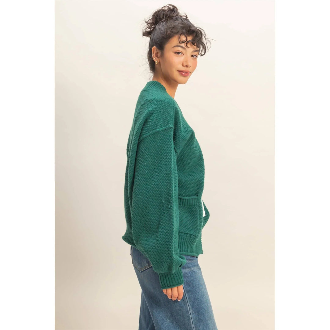 Outerwear - Oversized Textued Knit Cardigan Sweater - - Cultured Cloths Apparel