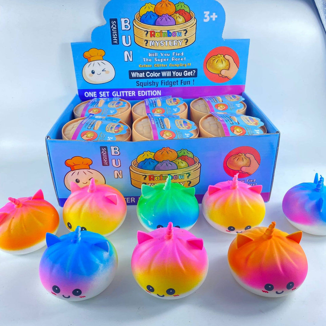 Mystery Squeeze Toy  Rainbow Unicorn Bun Squishy