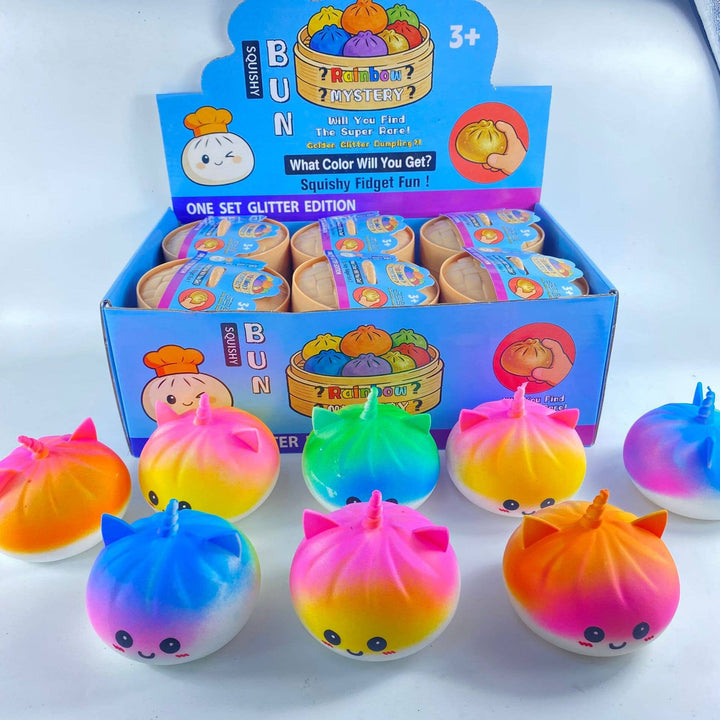 Mystery Squeeze Toy  Rainbow Unicorn Bun Squishy