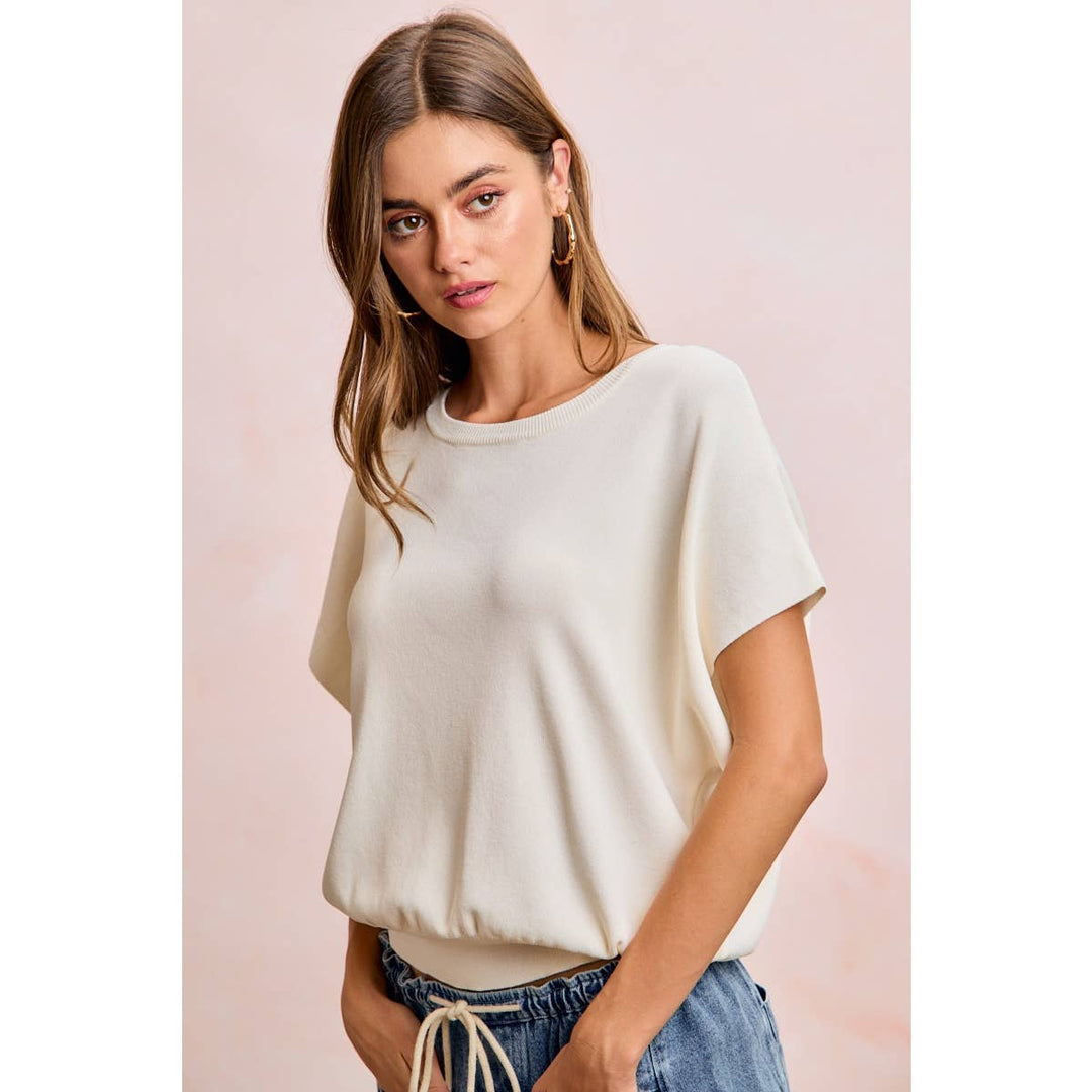 Women's Short Sleeve - SHORT DOLMAN SLEEVES LIGHTWEIGHT SOFT KNIT TOP - - Cultured Cloths Apparel