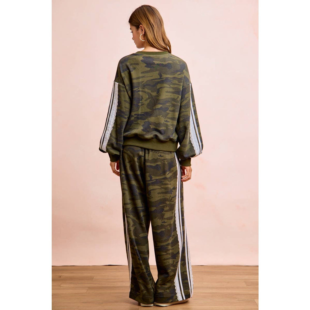Pants - CAMOUFLAGE FRENCH TERRY LACE CONTRAST SWEATPANTS - - Cultured Cloths Apparel