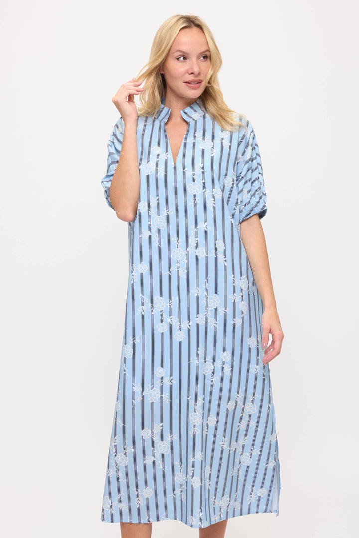 Striped and Floral Maxi Dress