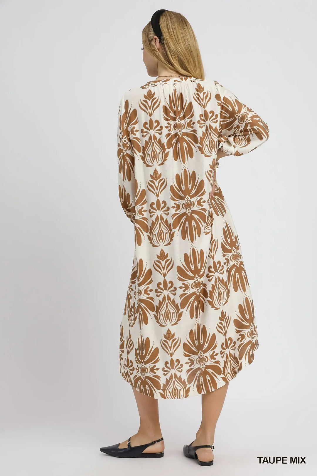 Women's Dresses - Umgee Mix Abstract Floral Print Midi Dress - - Cultured Cloths Apparel