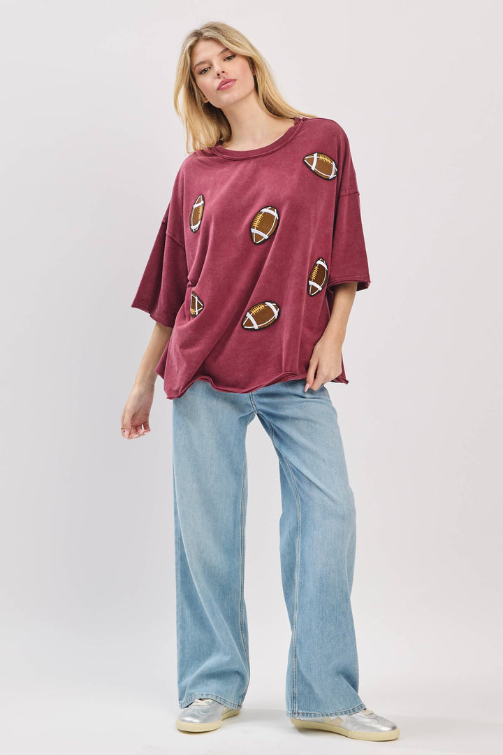 Vintage Football Patch Gameday Oversized Tee