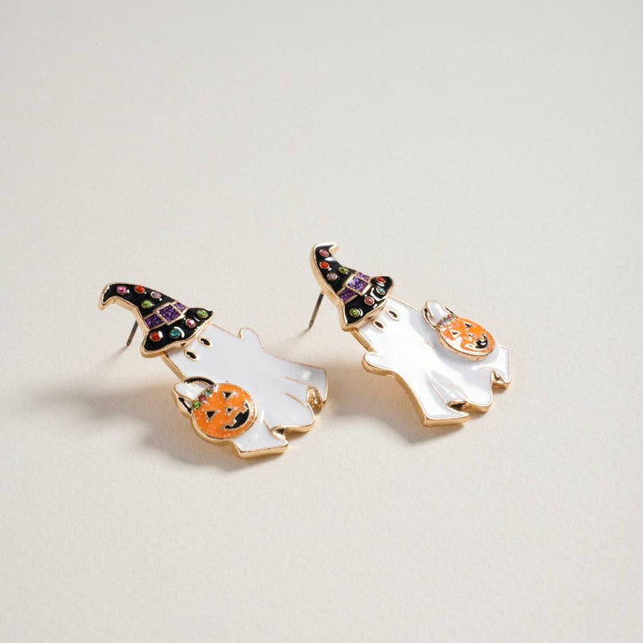 Accessories, Earrings - Ghost Witch Hat Post Earrings Jewelry Halloween - - Cultured Cloths Apparel