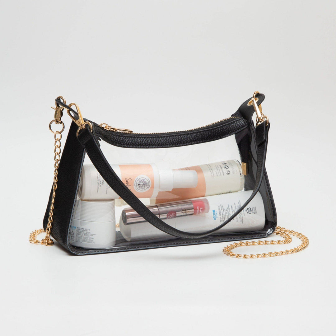 - Marilyn Clear Satchel Bag With Chain Strap - - Cultured Cloths Apparel