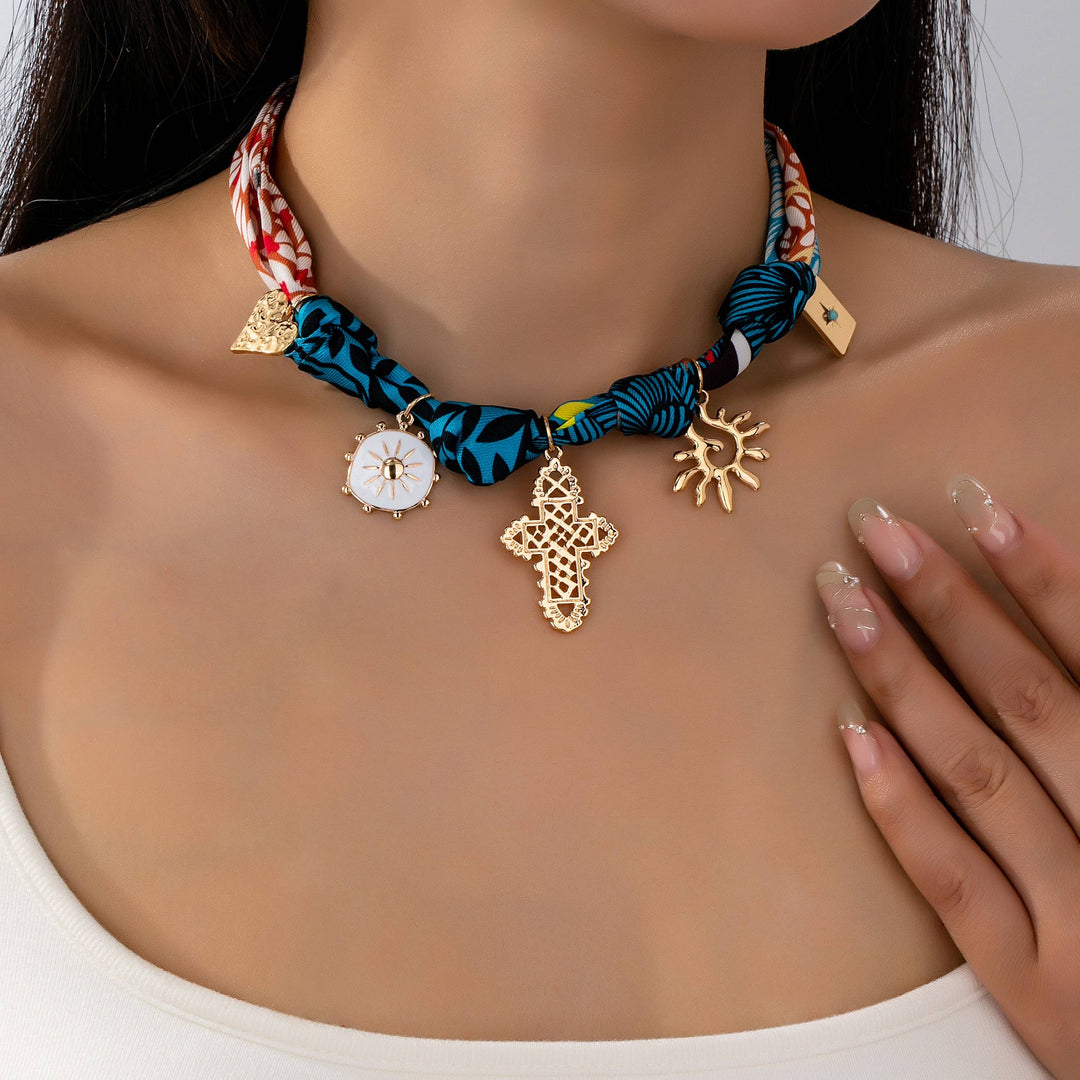 Accessories, Necklaces - HANDMADE ANIMAL DESIGN SCARF NECKLACE-CROSS HEART| 80N92491 - - Cultured Cloths Apparel
