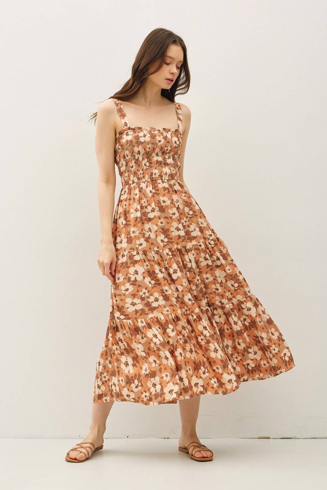 FLORAL PRINTED TIERED TANK MAXI DRESS