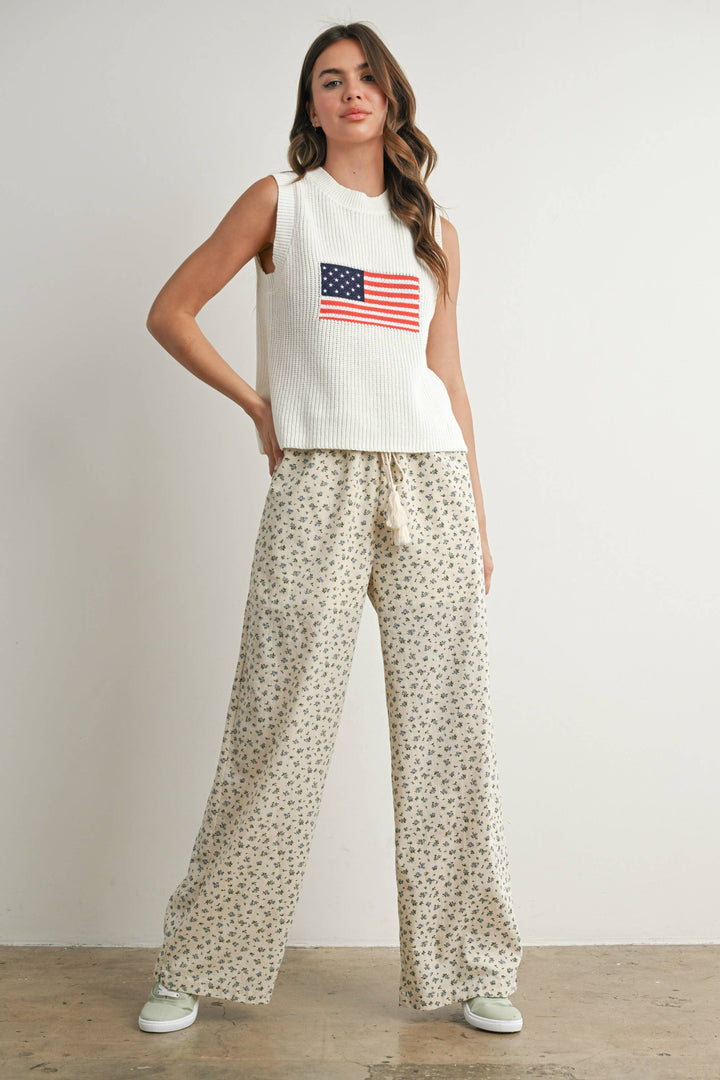 Pants - Floral Print Drawstring Pants - - Cultured Cloths Apparel