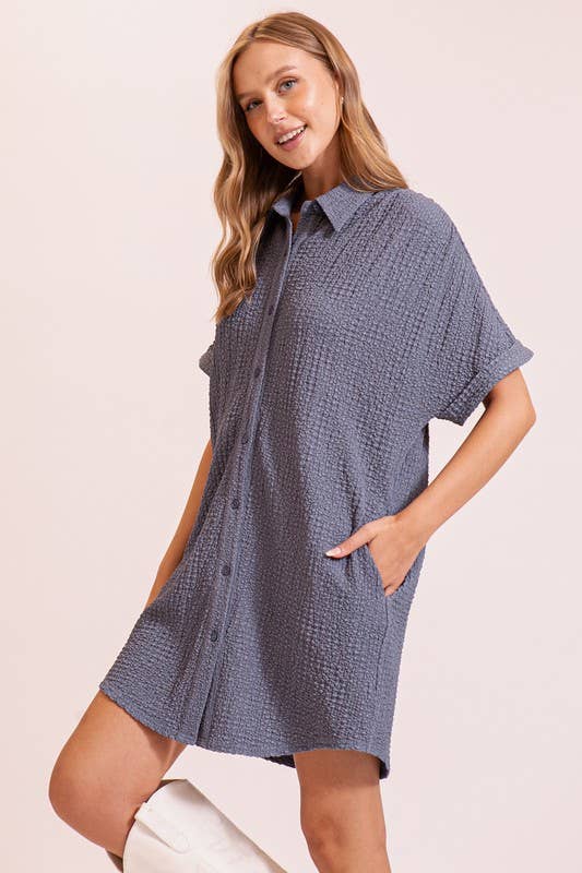 Dresses - Boho Gal Textured T Shirt Dress - - Cultured Cloths Apparel