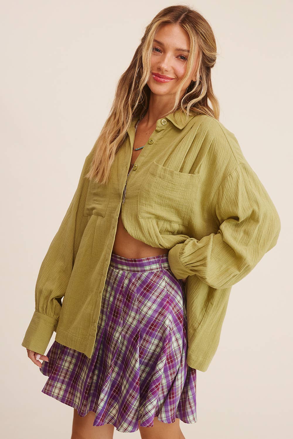 Women's Long Sleeve - Gauze Button-Down Shirt - - Cultured Cloths Apparel