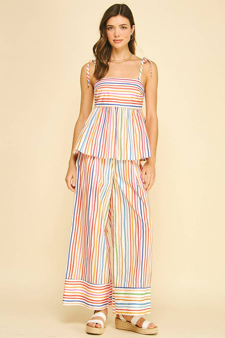 Pants - RAINBOW STRIPE WIDE LEG PANTS - - Cultured Cloths Apparel