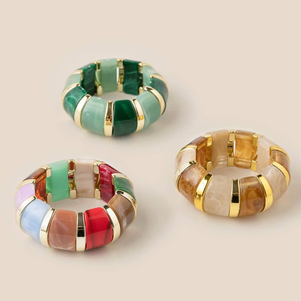 Accessories, Bracelets - Colorful Resin Block Bracelet - - Cultured Cloths Apparel
