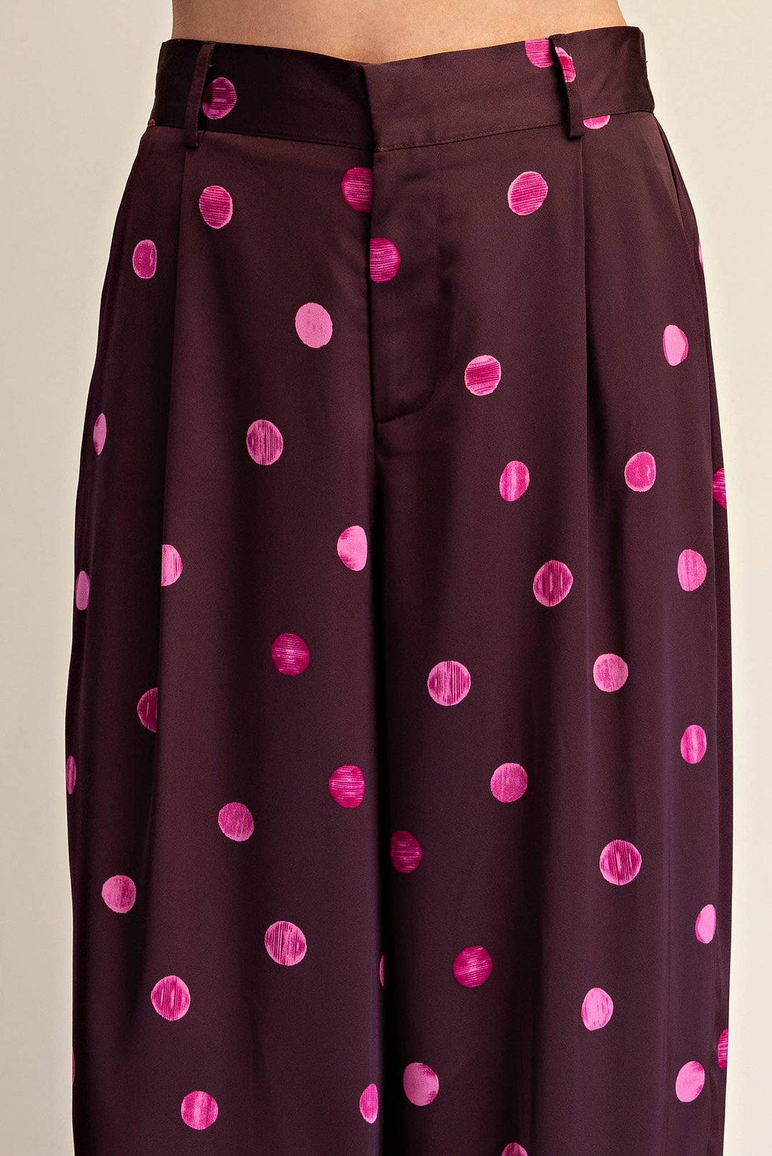 Tailored Wide Polka Dot High Waist Pants