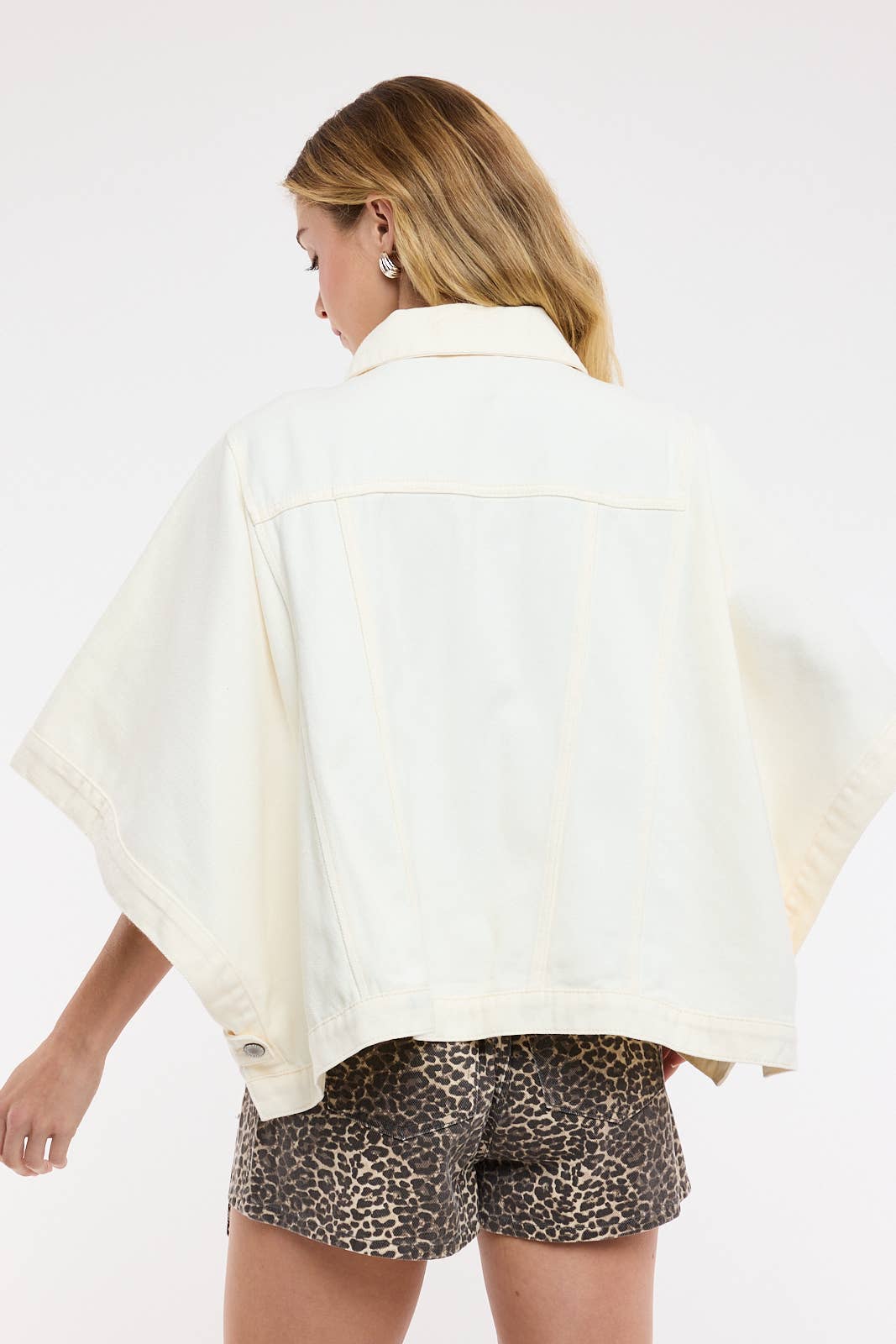 SHORT SLEEVE OVERSIZED DENIM PONCHO JACKET / WL25-12318