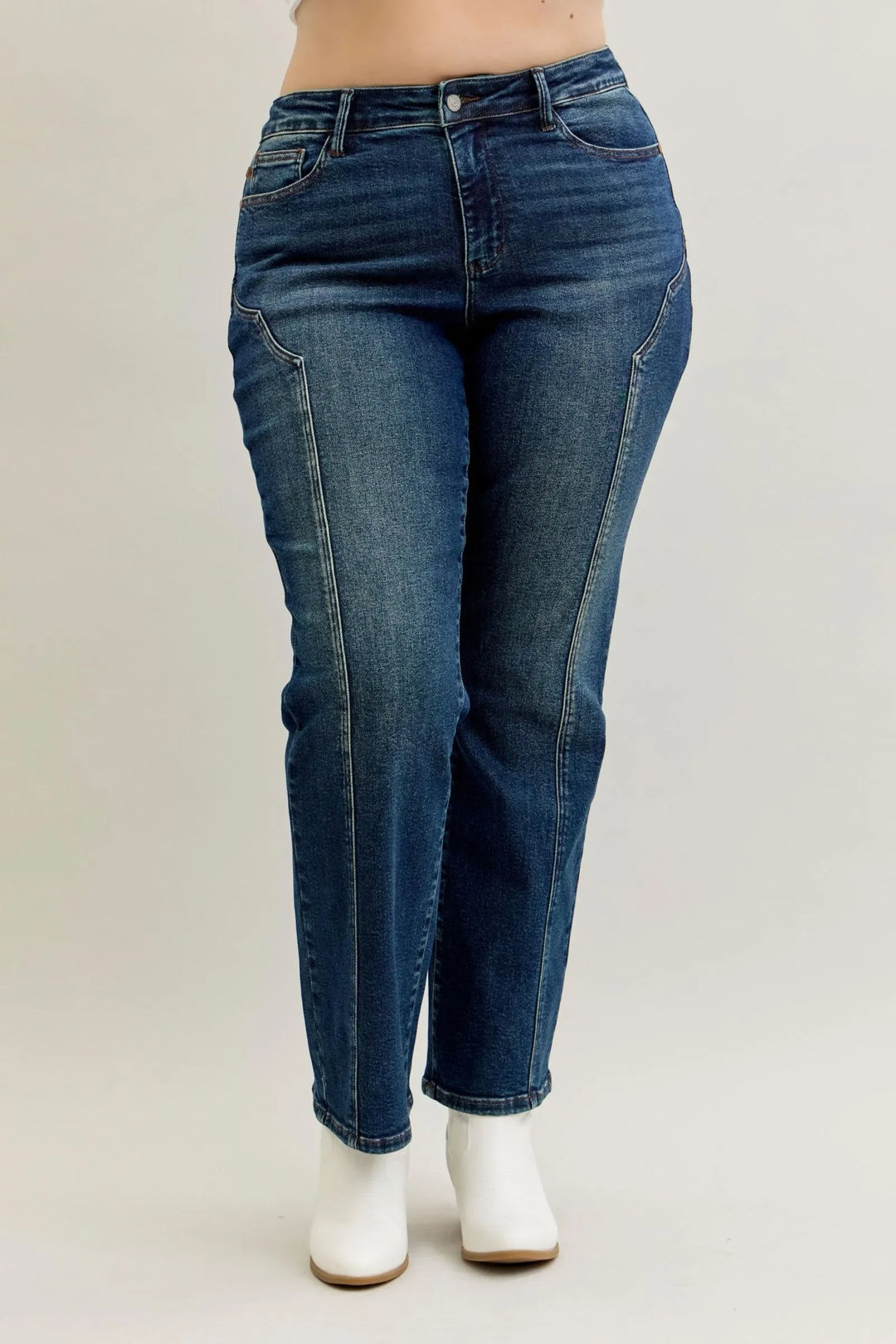 Denim - Judy Blue Full Size Seam Detail Straight Leg Jeans - - Cultured Cloths Apparel