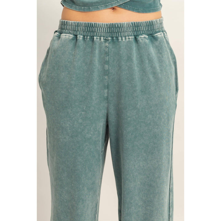 Athleisure - Rolled Sleeve Wrap-Front Crop Top And Jogger Set - - Cultured Cloths Apparel