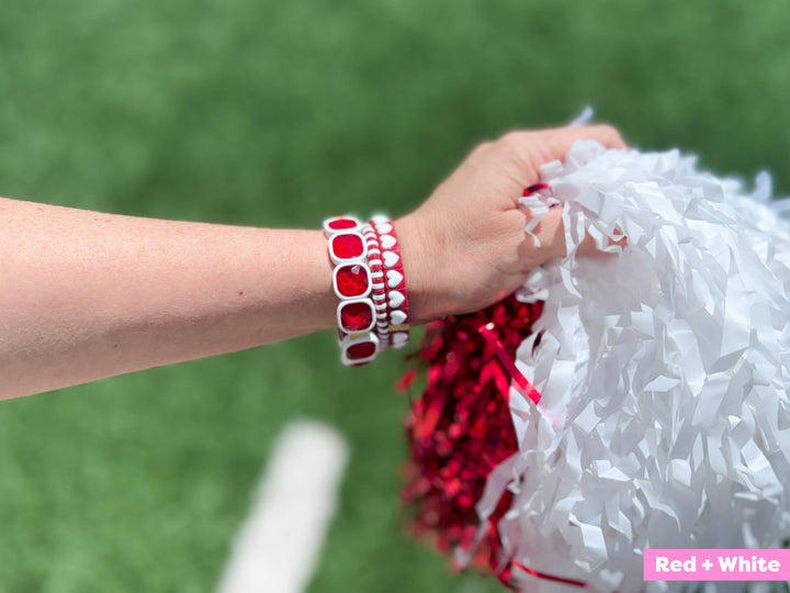 Accessories, Bracelets - Enamel Stretch Bracelets - Team Spirit -3 Pc Set-Asst Colors - - Cultured Cloths Apparel