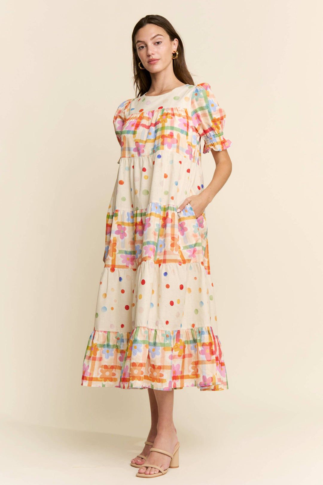 MULTI COLOR FLORAL TIERED DRESS