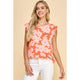 Women's Short Sleeve - Floral Printed Top with Ruffled Short Sleeve Detail -  - Cultured Cloths Apparel