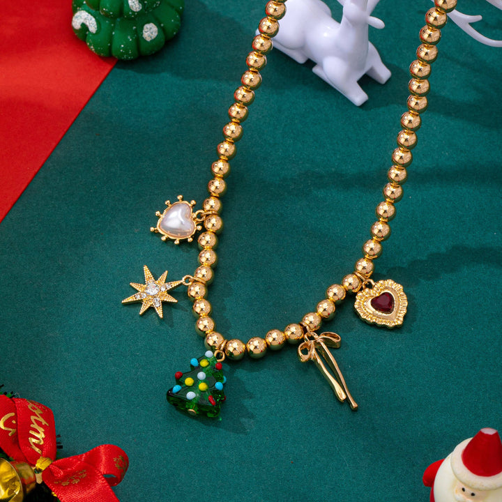 Accessories, Necklaces - Beaded Christmas Tree Holiday Charm Necklace | 80N93330 - - Cultured Cloths Apparel