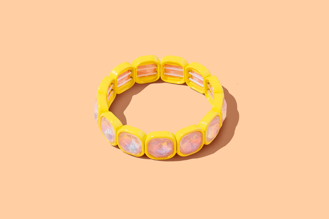 Accessories, Bracelets - Enamel Stretch Bracelet - Rounded Gems - Elise - Asst Colors - - Cultured Cloths Apparel