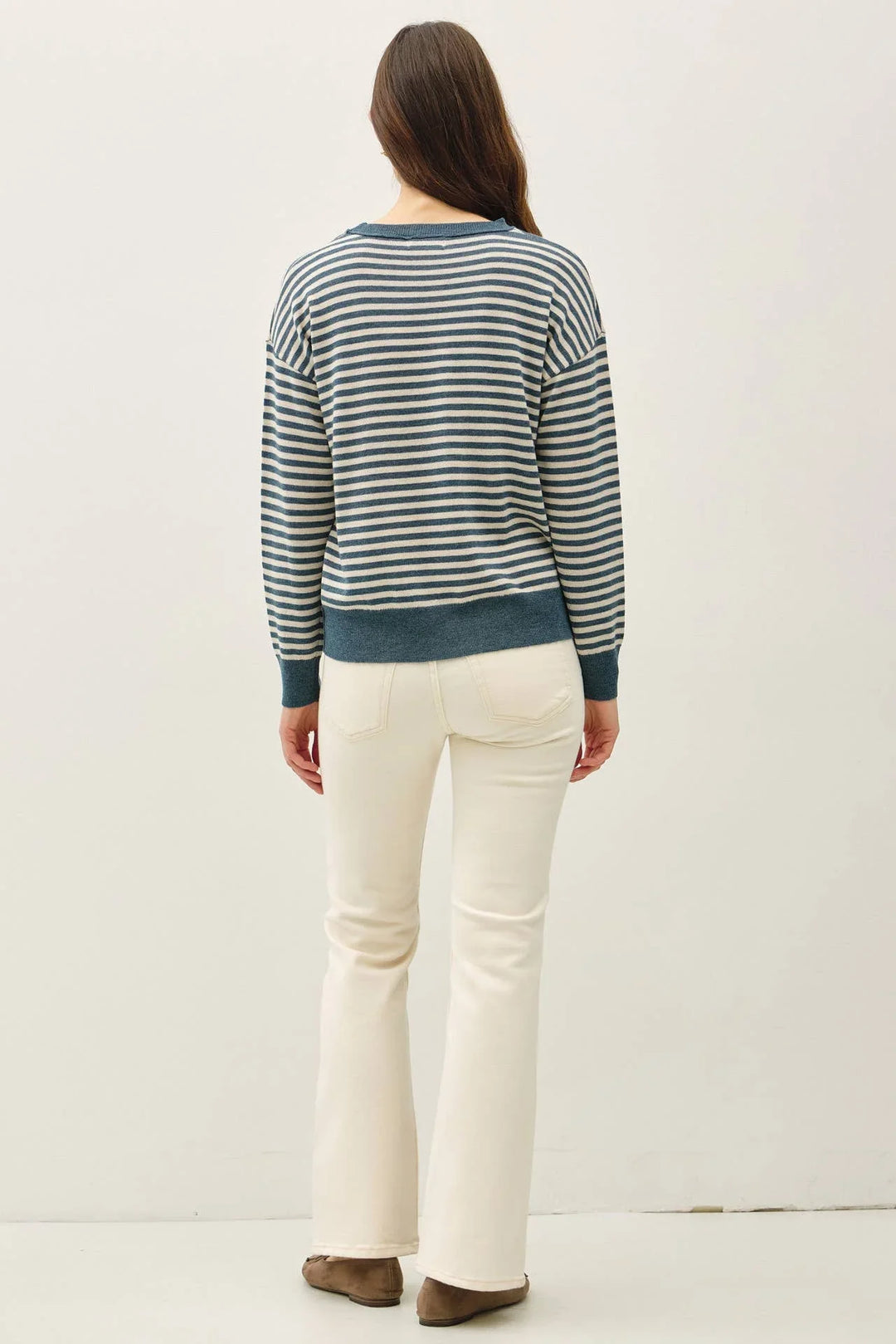 WOOL BLENDED STRIPED SWEATER TOP