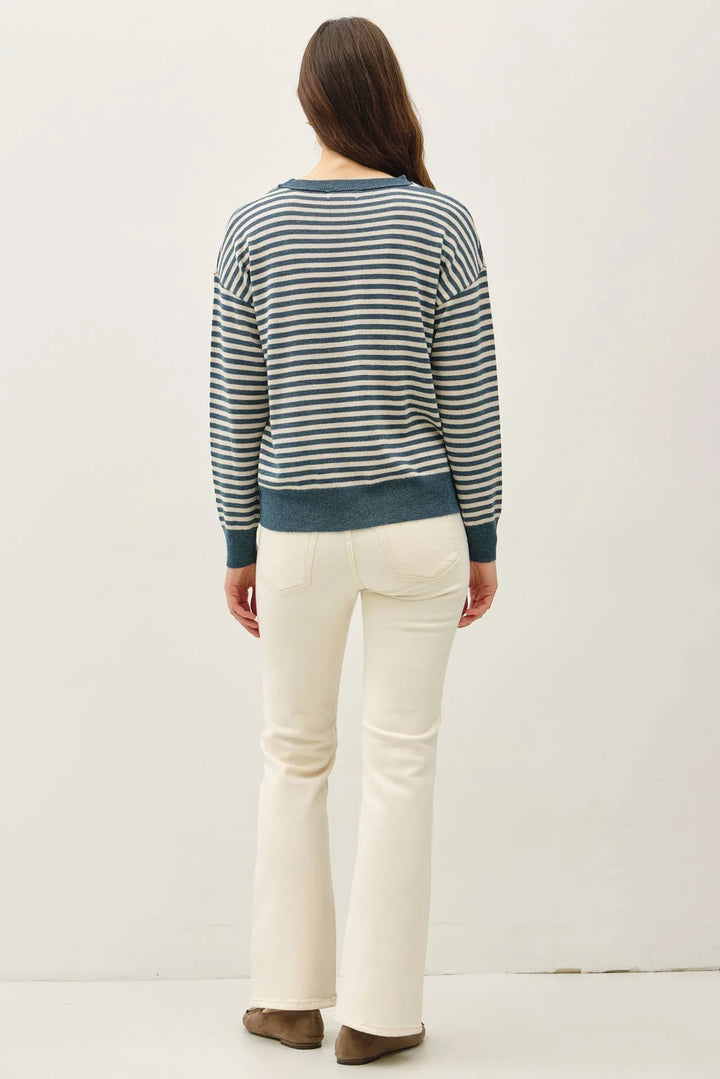 WOOL BLENDED STRIPED SWEATER TOP