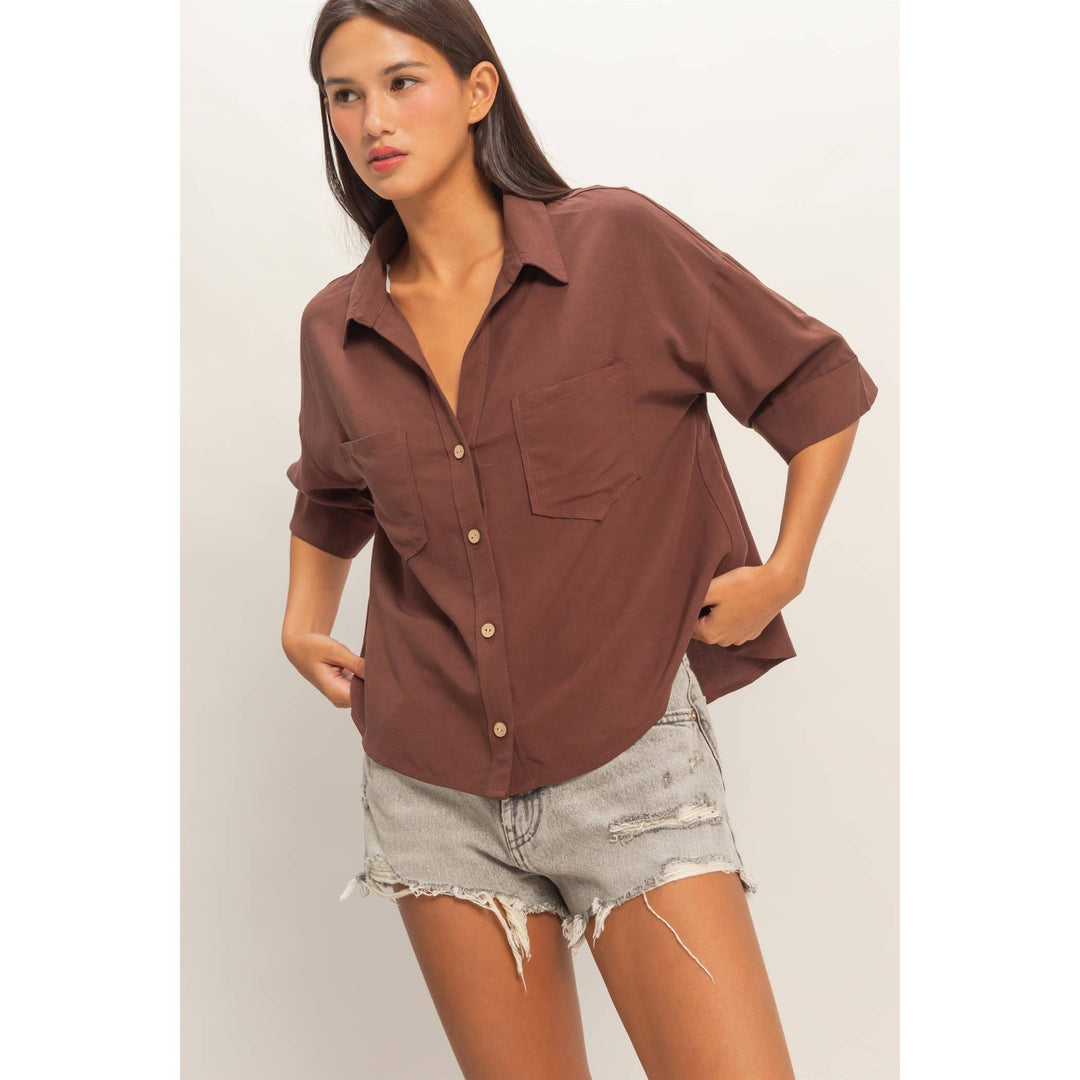Button-Up Collared Short Sleeve Shirt