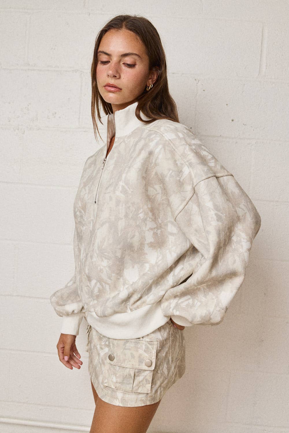 Women's Sweaters - CAMO ZIP UP COLLARED SWEATER - - Cultured Cloths Apparel