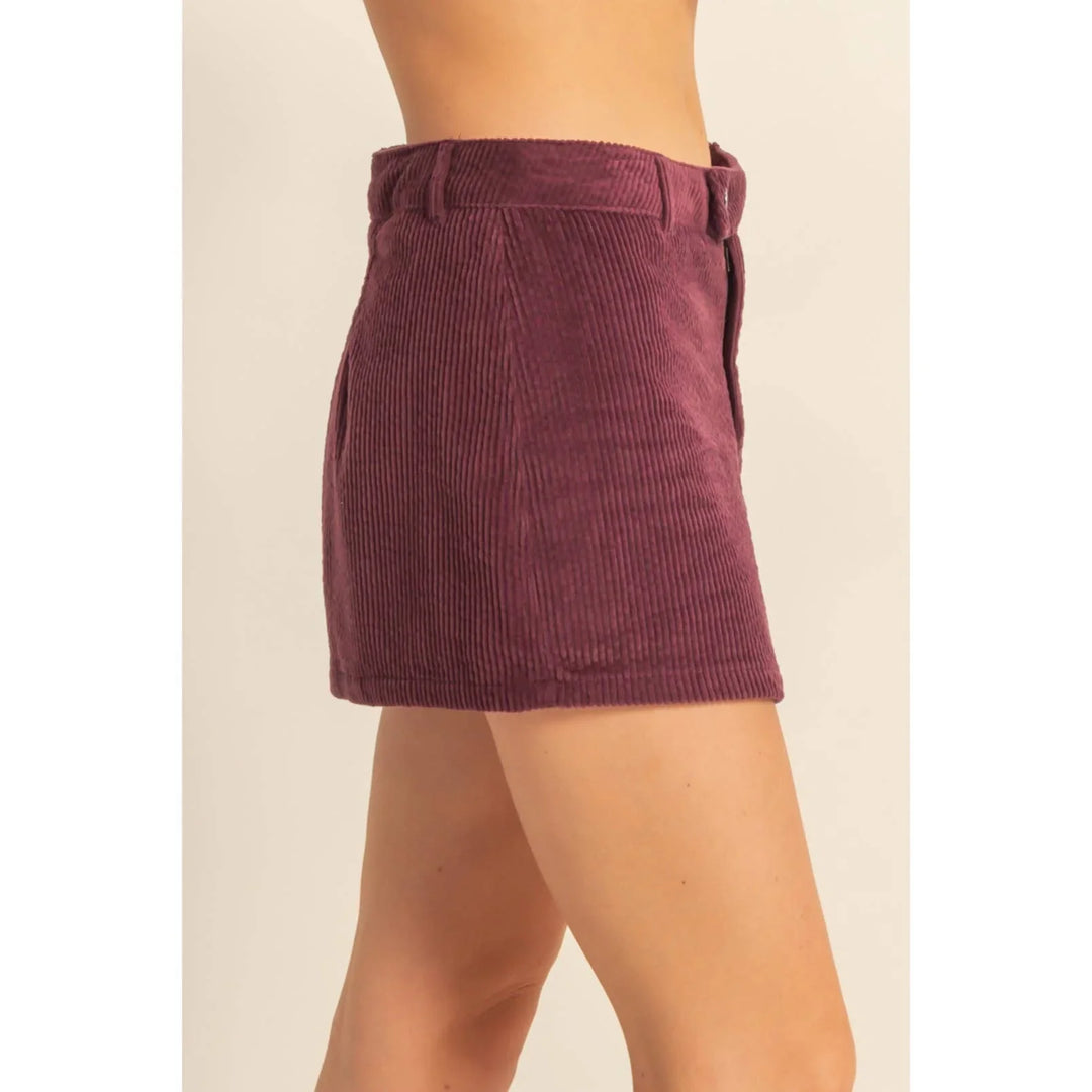 Women's Skirts - Flirty Corduroy Mid Waist Mini Skort - - Cultured Cloths Apparel