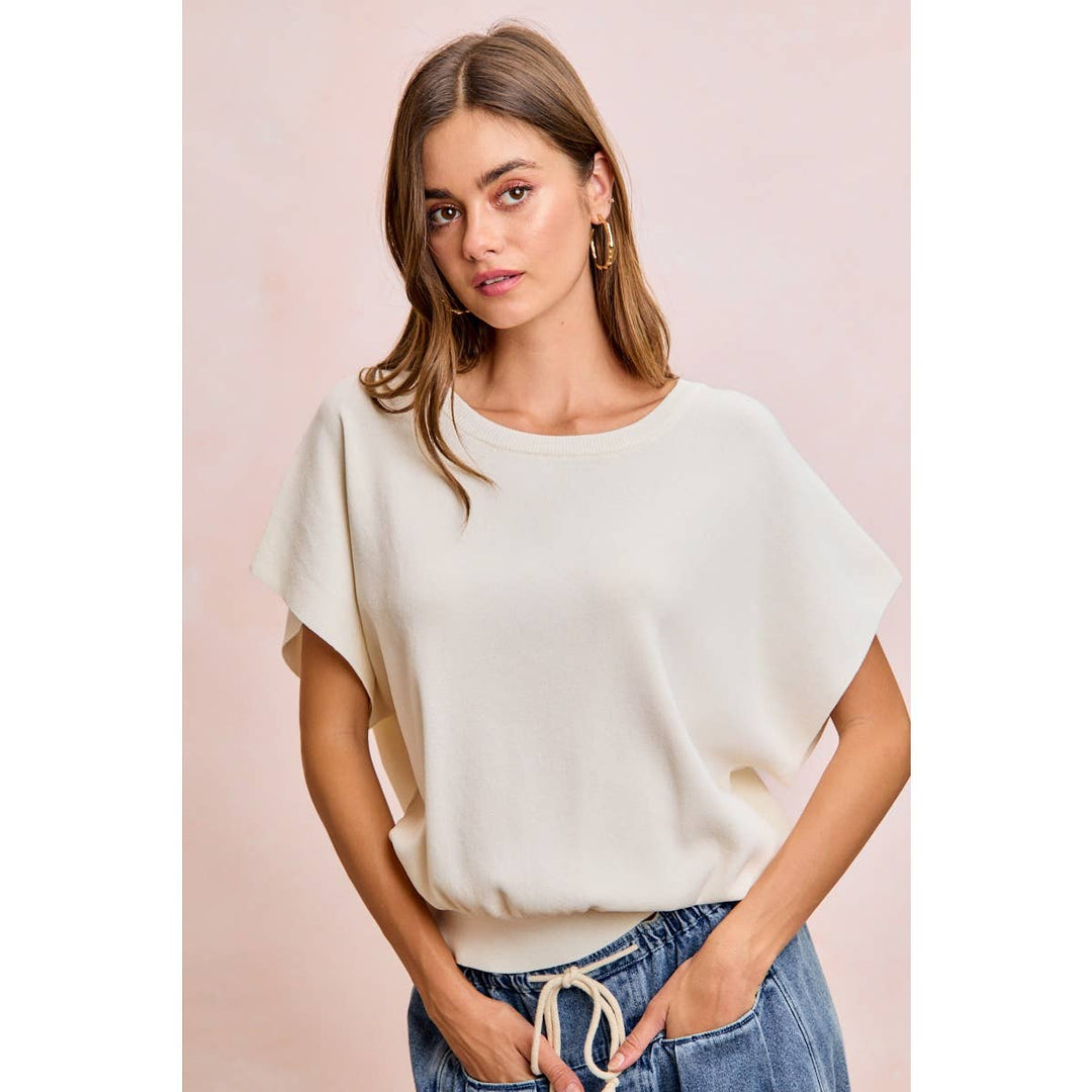 Women's Short Sleeve - SHORT DOLMAN SLEEVES LIGHTWEIGHT SOFT KNIT TOP - - Cultured Cloths Apparel