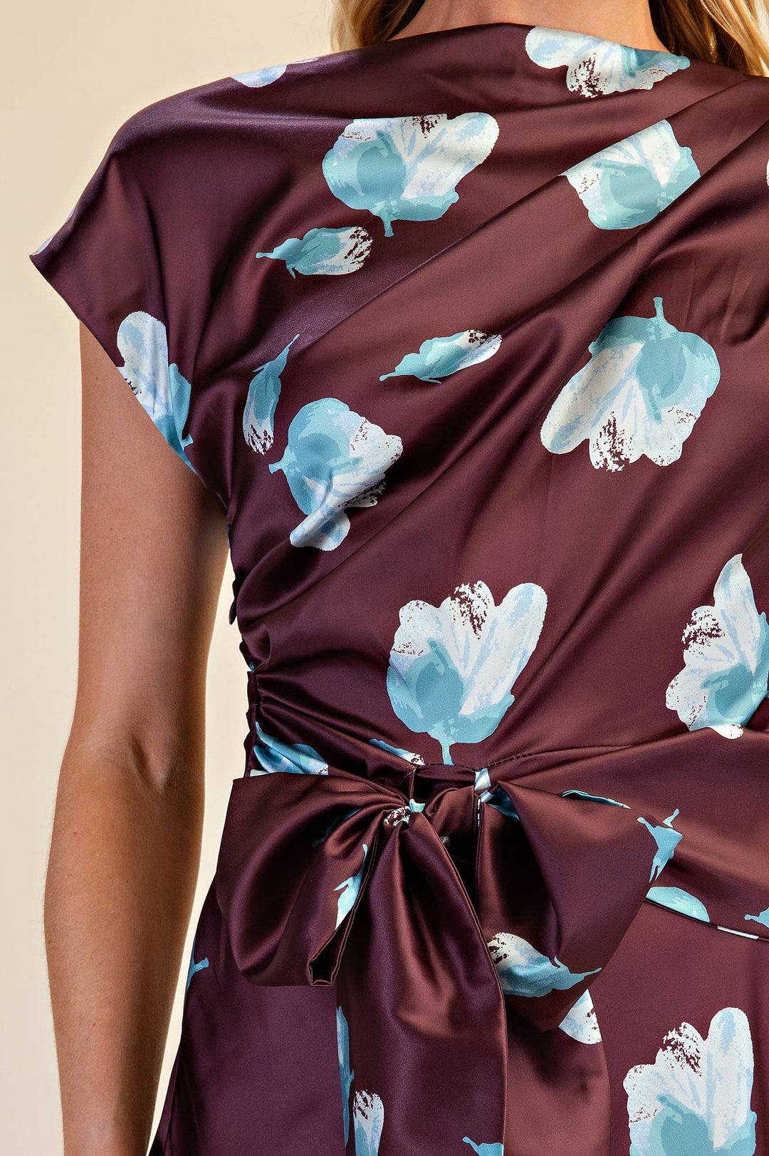 Floral Asymmetrical Neck Midi Dress
