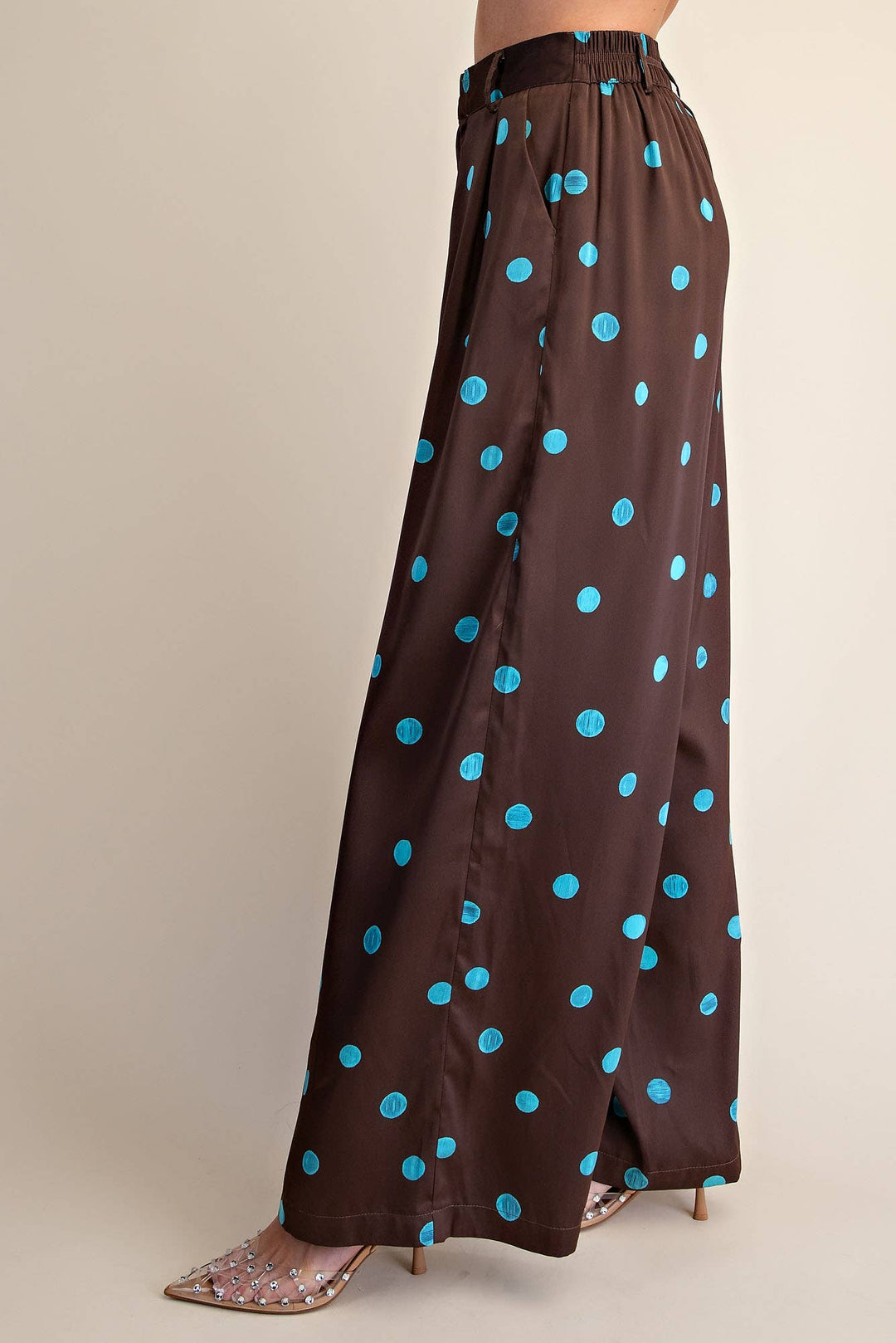 Tailored Wide Polka Dot High Waist Pants