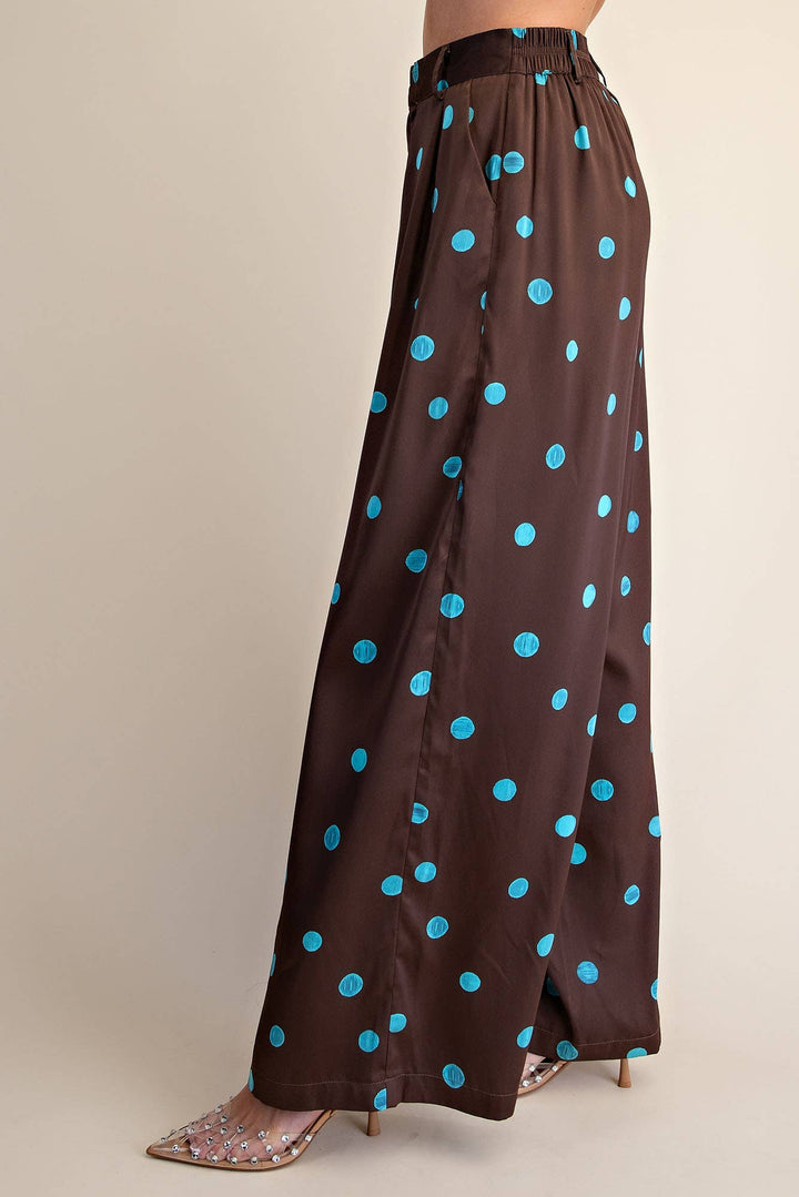 Tailored Wide Polka Dot High Waist Pants