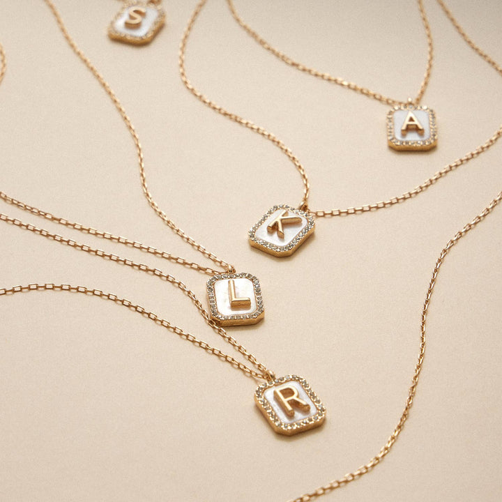 Accessories, Necklaces - Short Necklace | Initial Shell Charm - 4SN11052 - Cultured Cloths Apparel