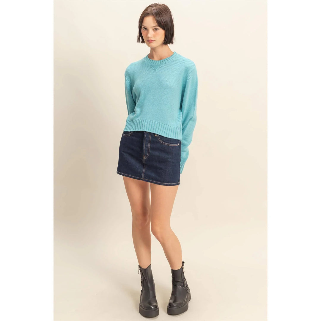 Women's Sweaters - Cropped Long Sleeve Sweater - - Cultured Cloths Apparel