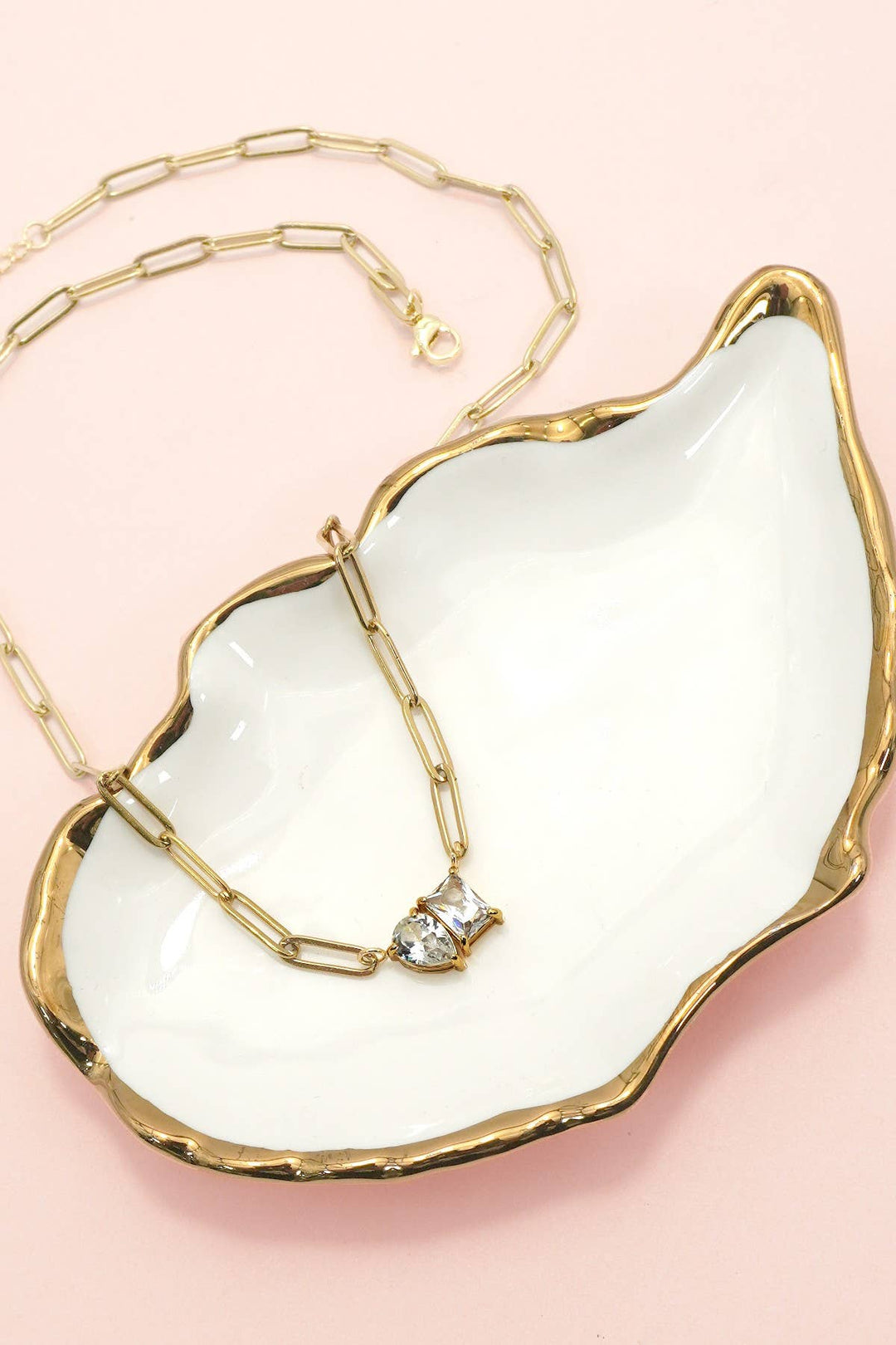 Accessories, Necklaces - 18K STAINLESS STEEL TARNISH FREE RHIN NECKLACE | 40NK9634 - - Cultured Cloths Apparel