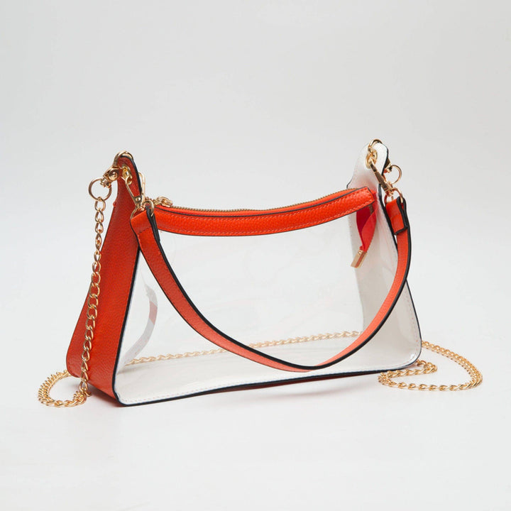 - Marilyn Clear Satchel Bag With Chain Strap - - Cultured Cloths Apparel