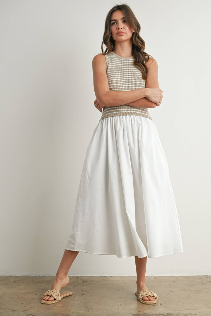 Dresses - Striped Sleeveless Maxi Dress with PocketS - - Cultured Cloths Apparel